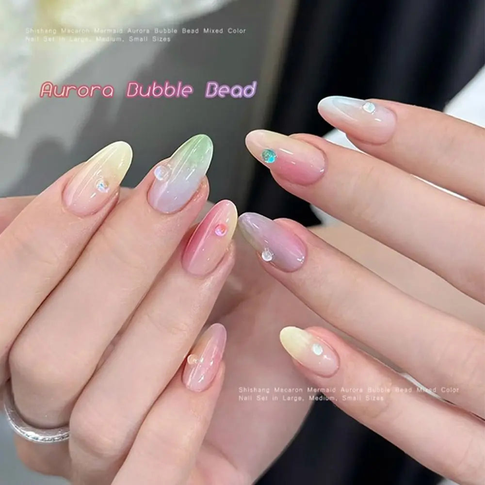 Mermaid Bubble Beads Nail Charms – Aurora Rainbow Glitter Nail Art Charms PRIMED