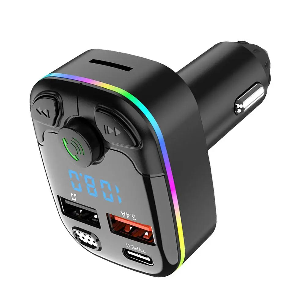 Bluetooth 5.0 FM Transmitter Car Charger – Type-C QC3.0 USB FM Transmitter Adapter PRIMED