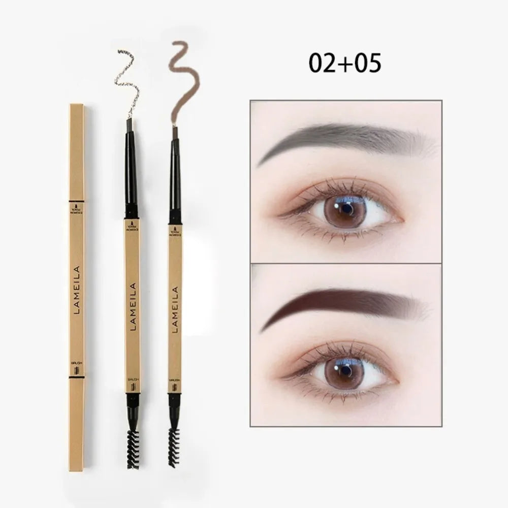 Ultra-Fine Double-Ended Waterproof Eyebrow Pencil – Light Brown Eyebrow Pencil PRIMED 02 Add 05-2Pcs