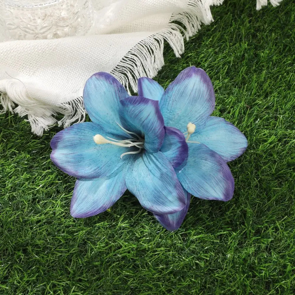 Lily Flower Duckbill Hair Clip | Bohemian Double Flower Floral Hair Clip PRIMED