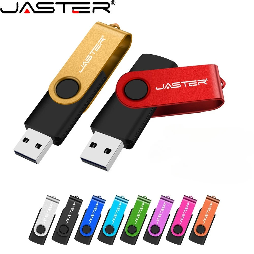 JASTER Metal USB Flash Drive 8GB–128GB Rotatable Pen Drive USB Flash Drive PRIMED