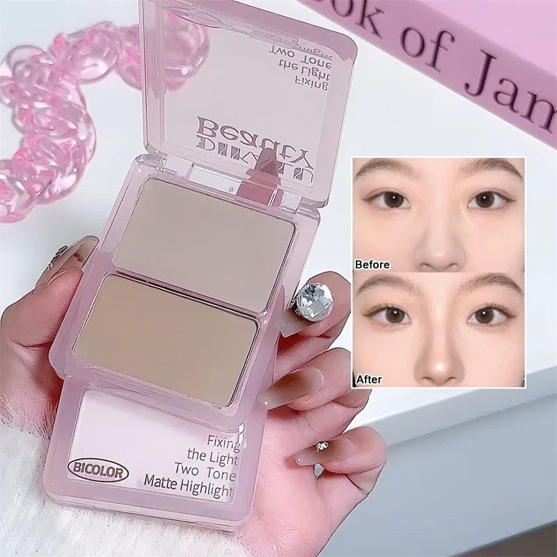 Two-Tone Highlight & Contour Palette – Bronzer Nose Shadow