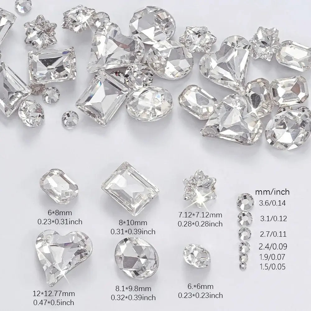 12-Grid 3D Nail Art Rhinestones – Mixed Glass Charms DIY