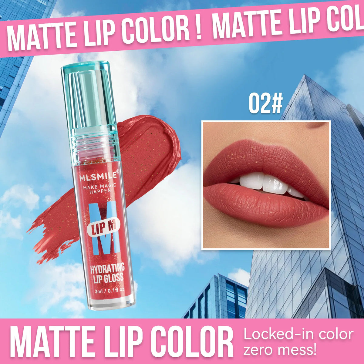 MLSMILE Pearl Nude Lip Gloss – Waterproof Moisturizing Glaze Lip Gloss PRIMED 02