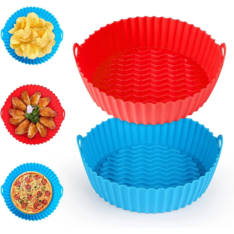 LMETJMA Reusable Silicone Air Fryer Liner Round Basket Insert Silicone Air Fryer Liner PRIMED