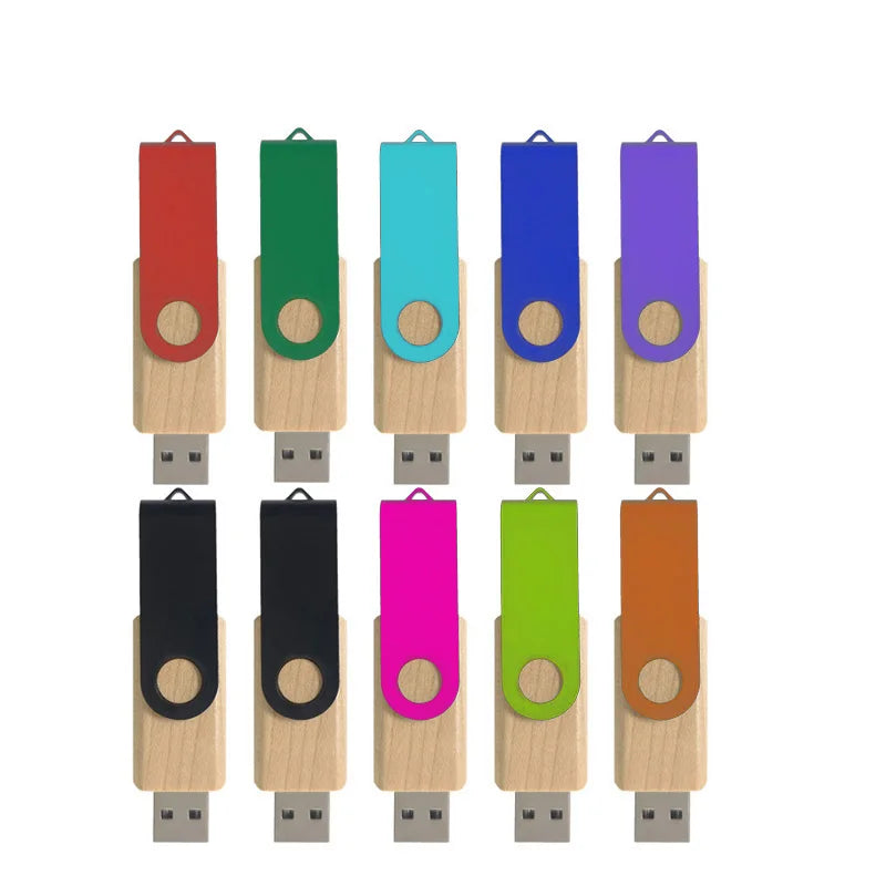 10-Pack Custom Logo Wood & Metal USB Flash Drives 16–128GB USB Flash Drive PRIMED