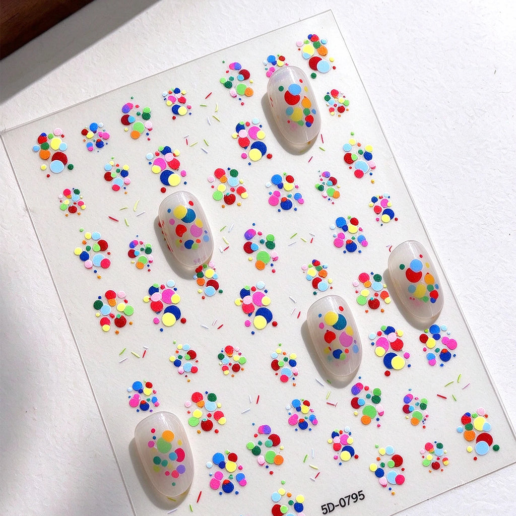 Dopamine Circle Nail Art Stickers – 3D Iridescent Decals Nail Art Stickers PRIMED