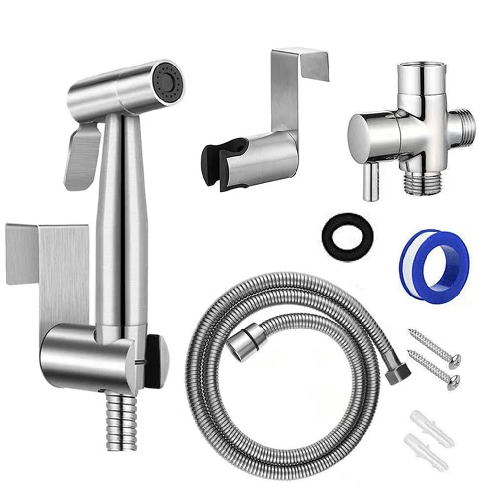 Stainless Steel Bidet Sprayer Set with 2-Way Diverter & Hose Bidet Sprayer Set PRIMED as show