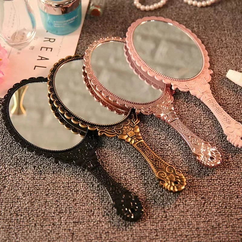 Vintage Handheld Makeup Mirror – Portable Travel Mirror