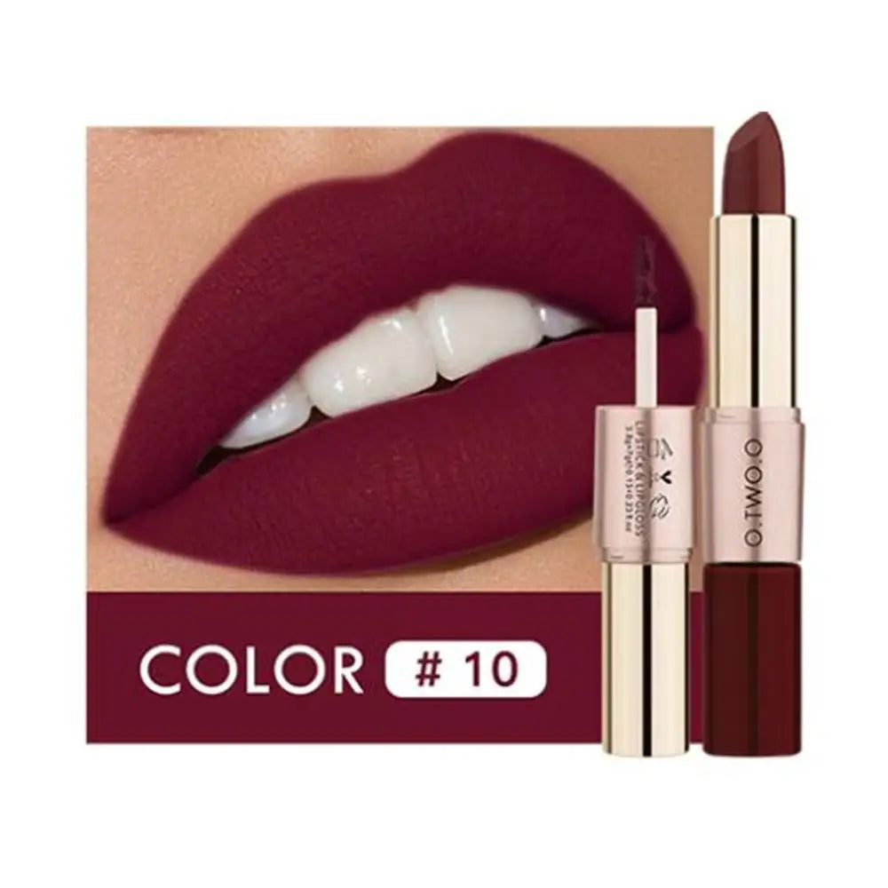 O.TWO.O 2-in-1 Matte Lipstick & Lip Gloss – 12 Colors Matte Lip Gloss PRIMED 10