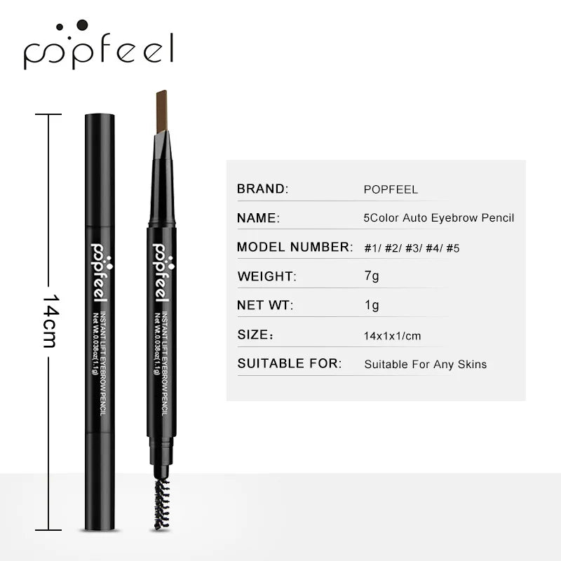 POPFEEL 3D Dual-Head Eyebrow Pencil – Waterproof Long-Lasting Eyebrow Pencil PRIMED