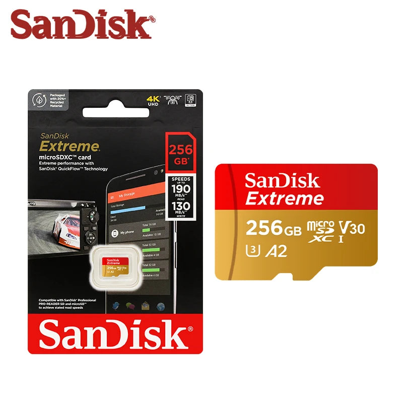 SanDisk Micro SD Card 32GB–1TB | Up to 190MB/s A2 U3 V30