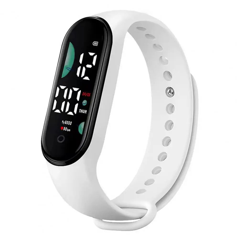 M9 Kids LED Digital Touch Watch – Waterproof Sports Bracelet Kids Digital Watch PRIMED White