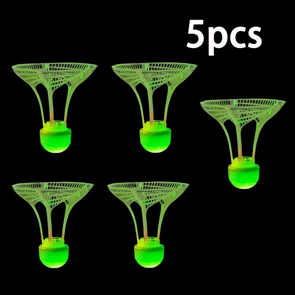 LED Glow Badminton Shuttlecocks – Windproof Night Birdies 1/2/5Pc LED Badminton Shuttlecock PRIMED 5pcs green