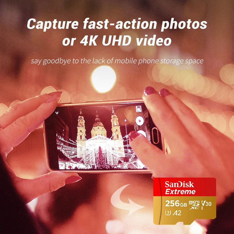 SanDisk Extreme microSDXC V30 A2 U3 – Up to 190MB/s | 64–256GB microSD Memory Card PRIMED