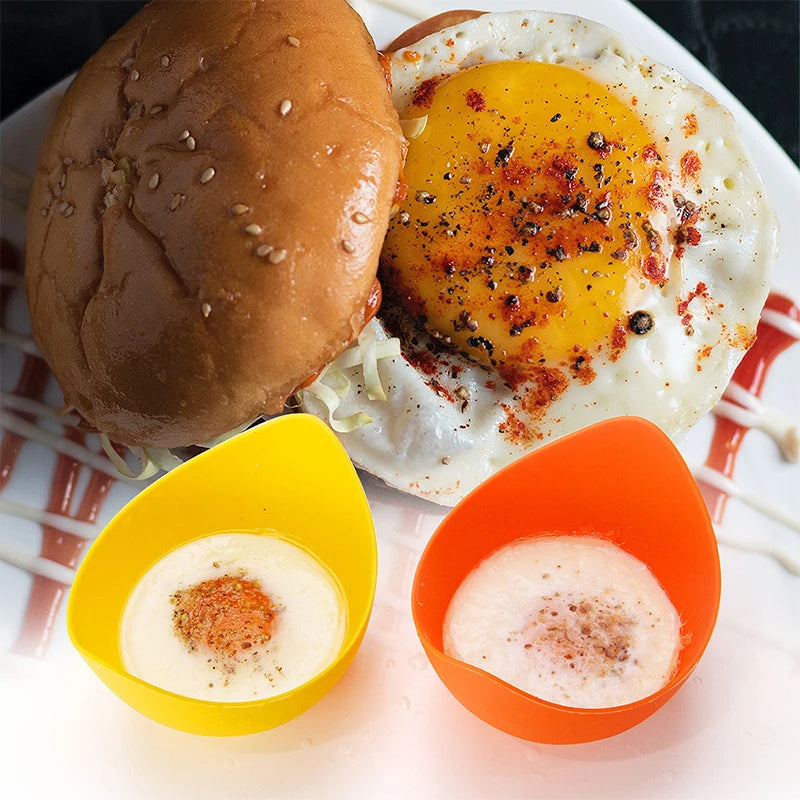 LMETJMA 4-Pack Silicone Egg Poacher Cups with Ring Stands Egg Poacher Set PRIMED