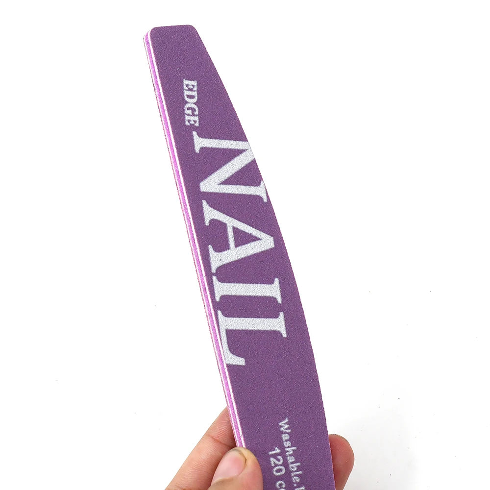 Purple Crescent Nail File Set | Dual 120/180 Grit Manicure Tool