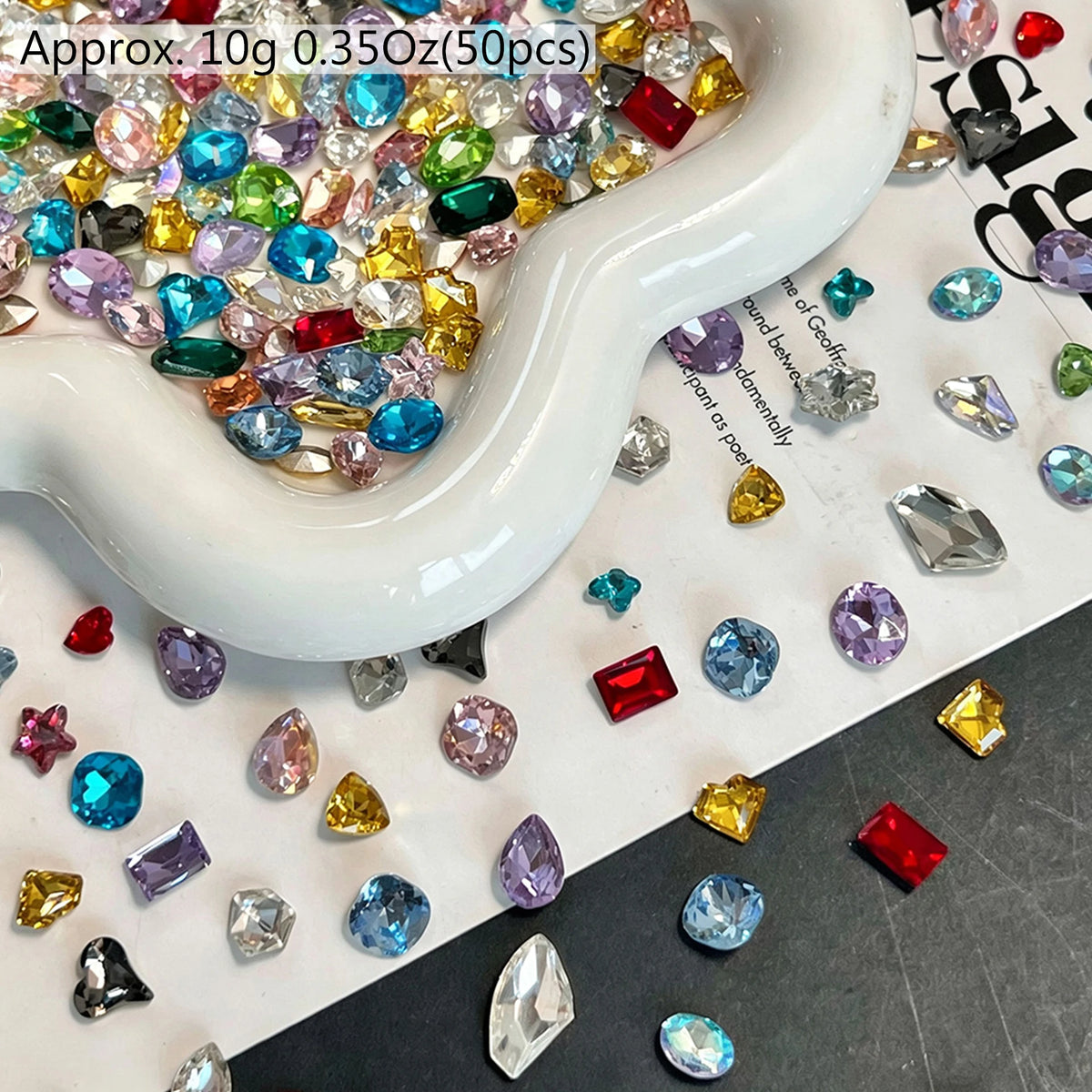 50Pcs Heart-Shaped Nail Rhinestones | 3D Candy Color Gems Nail Art Rhinestones PRIMED S1