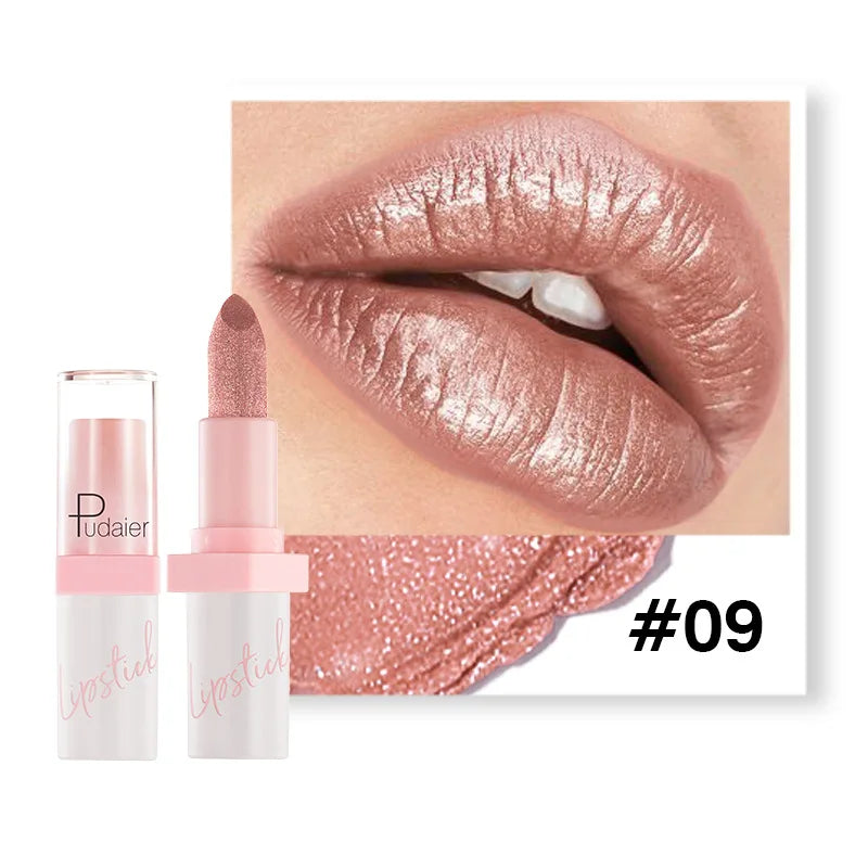Pudaier Diamond Lipstick 10 Shades – Waterproof Glitter Lip