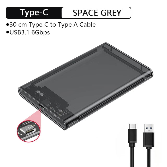 UTHAI TM05 USB 3.1 Type-C 2.5" Transparent HDD Enclosure