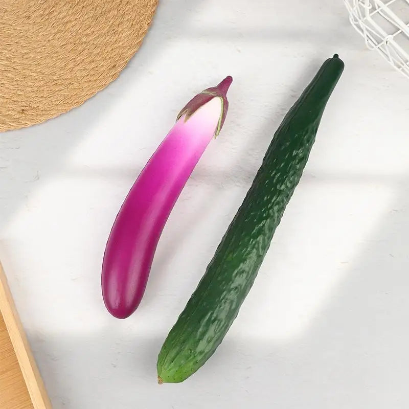 Realistic Fake PU Vegetable Decor – Cucumber & Aubergine Prop