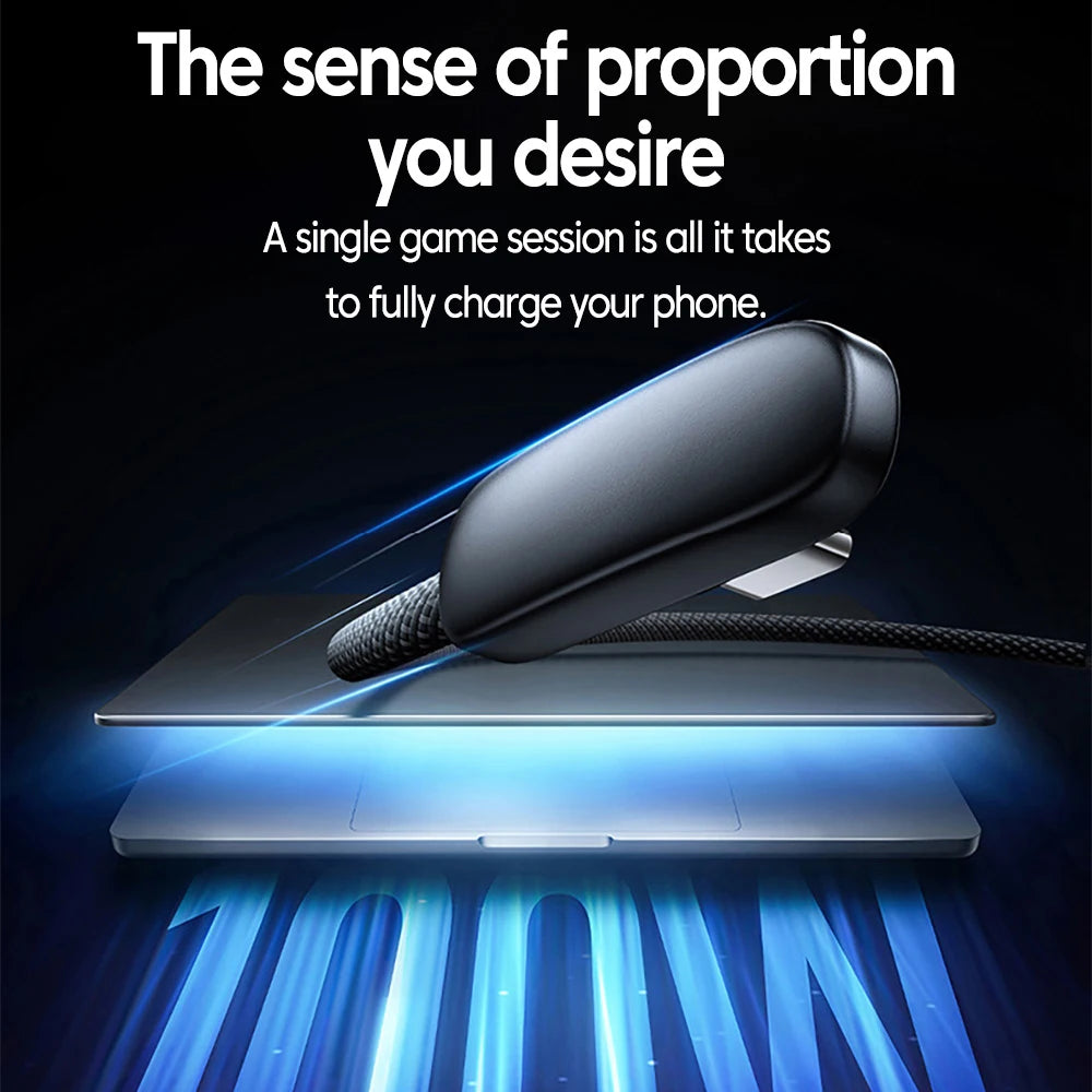 100W 90° Elbow USB-C Cable 6A Fast Charging Braided Nylon USB-C Charging Cable PRIMED