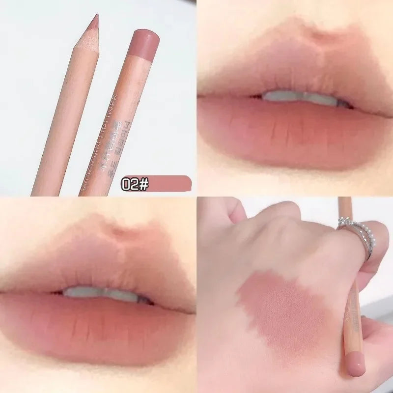 Wooden Matte Lip Liner Pencil – Waterproof Nude Contour