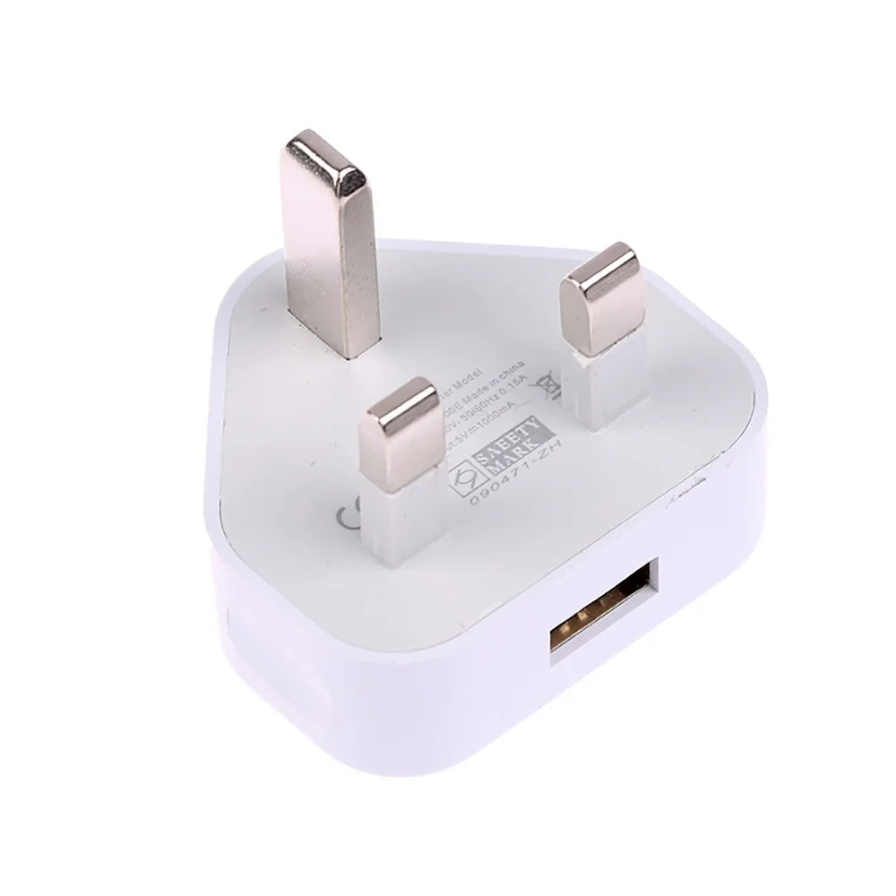 UK 3-Pin USB Wall Charger Adapter 1 & 2 Port – 5V 2.1A USB Wall Charger PRIMED 1 USB Port