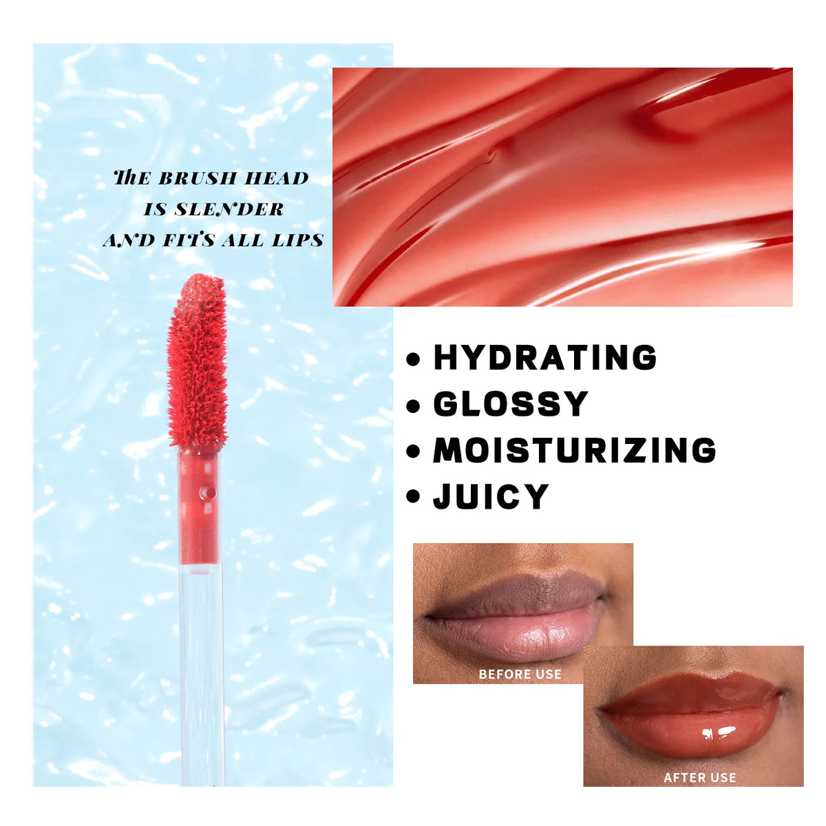 MISS ROSE Mirror Pigment Lip Gloss – Glass-Like Shine Lipstick Lip Gloss PRIMED