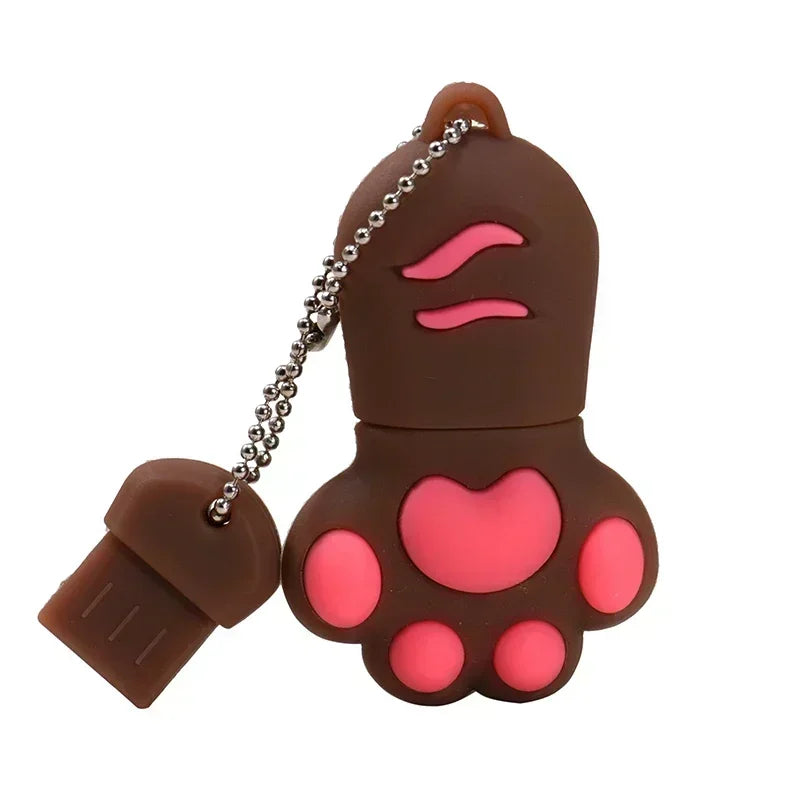 JASTER Cat Claw Silicone USB Flash Drive 4GB–128GB Keychain USB Flash Drive PRIMED Brown 8GB