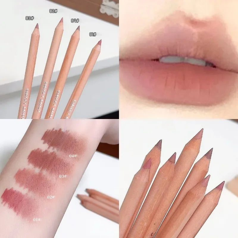 Wooden Matte Lip Liner Pencil – Waterproof Nude Contour