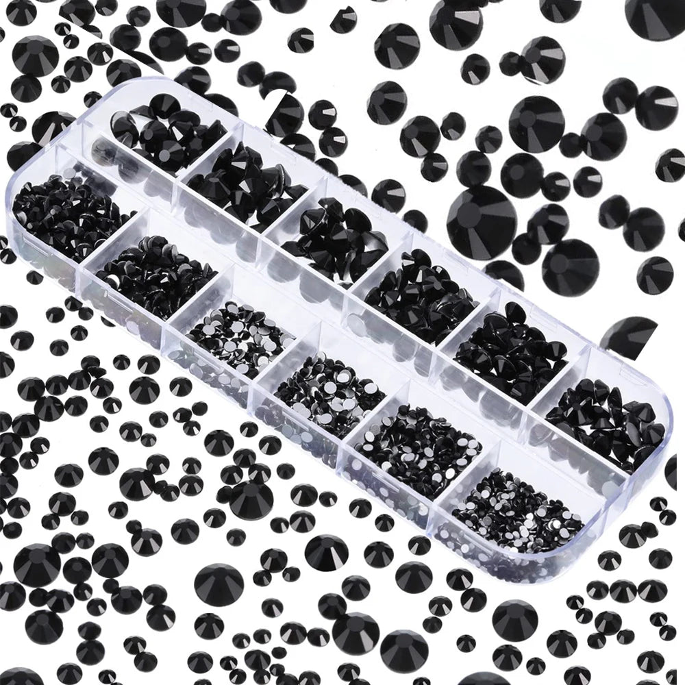 12-Grid 3D Crystal Nail Rhinestones – Mixed Size Gem Set Nail Art Rhinestones PRIMED 11