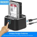 GODO Single Bay HDD Docking Station USB 3.0 SATA 2.5/3.5" HDD Docking Station PRIMED UKPLUG BLACK