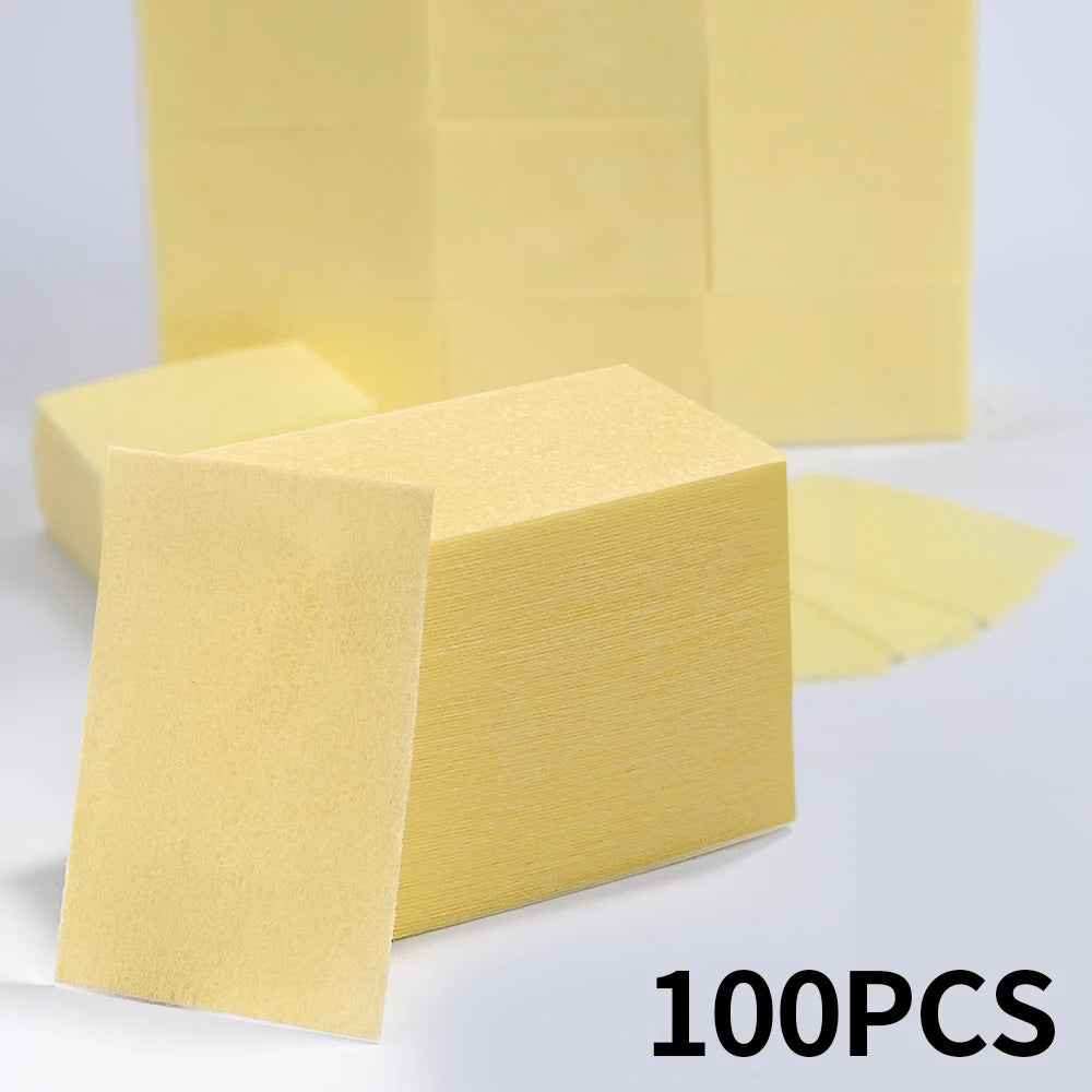 100Pcs Lint-Free Nail Wipes for UV Gel Polish Removal – 5 Colors