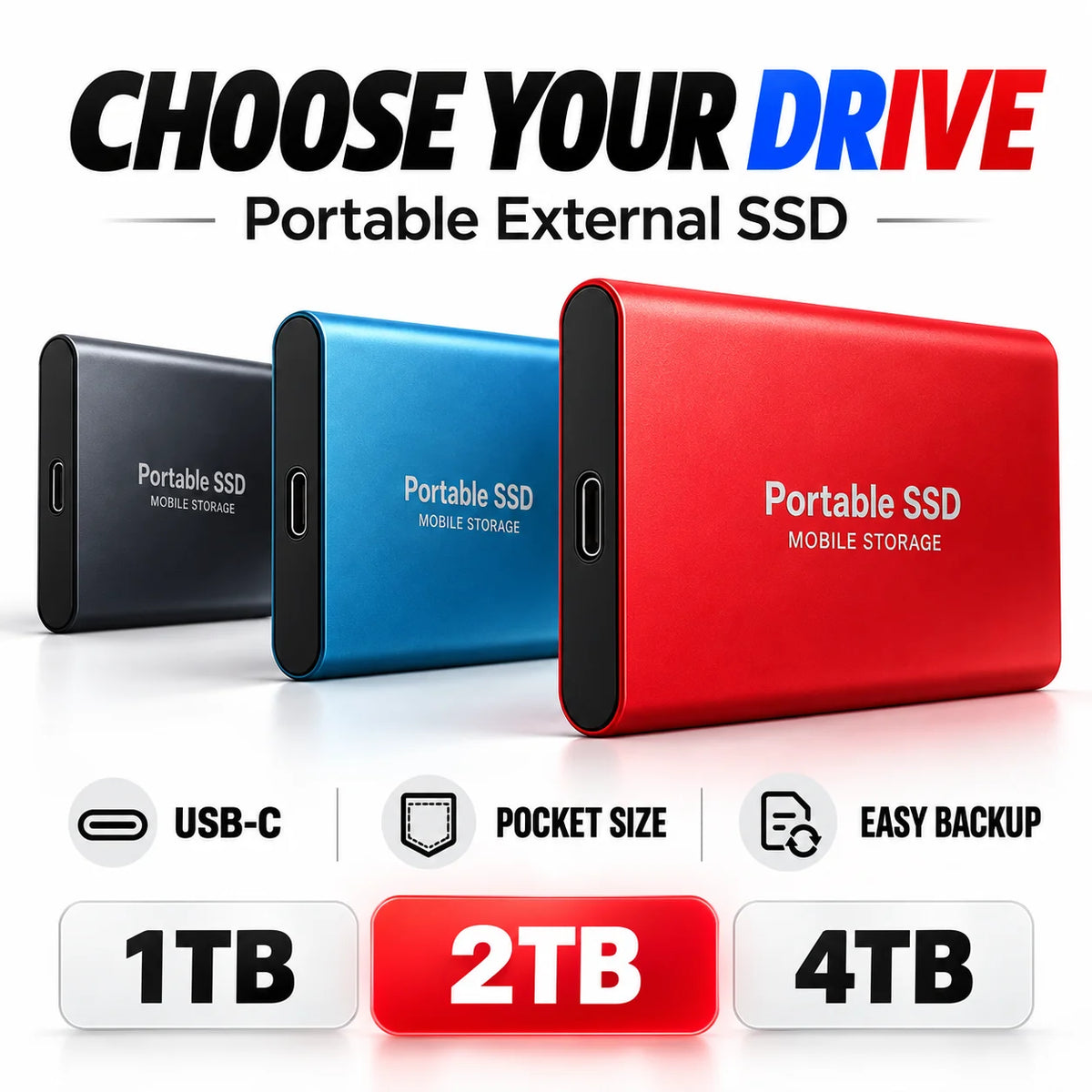 Portable 2TB External SSD USB-C Drive – Mac & Windows Portable External SSD PRIMED