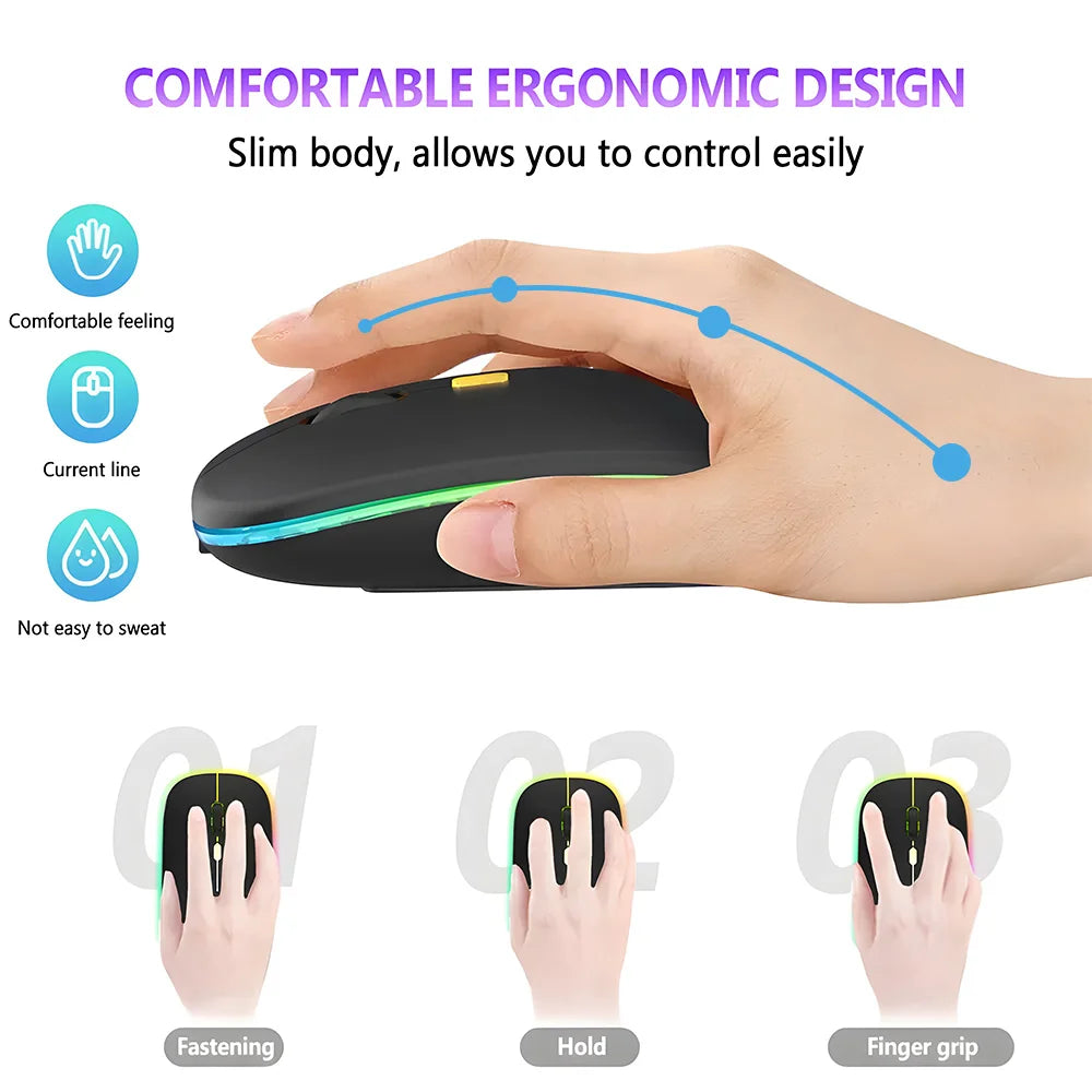 MissionFit Slim Wireless Mouse – Bluetooth & 2.4G Rechargeable Wireless Mouse PRIMED