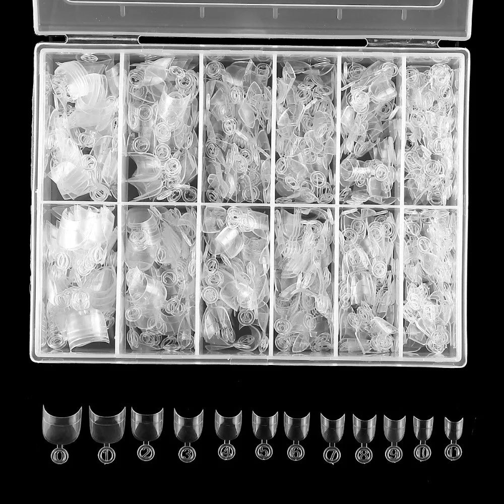 600 Pcs Short Square Press-On Nail Tips – Clear & Natural French