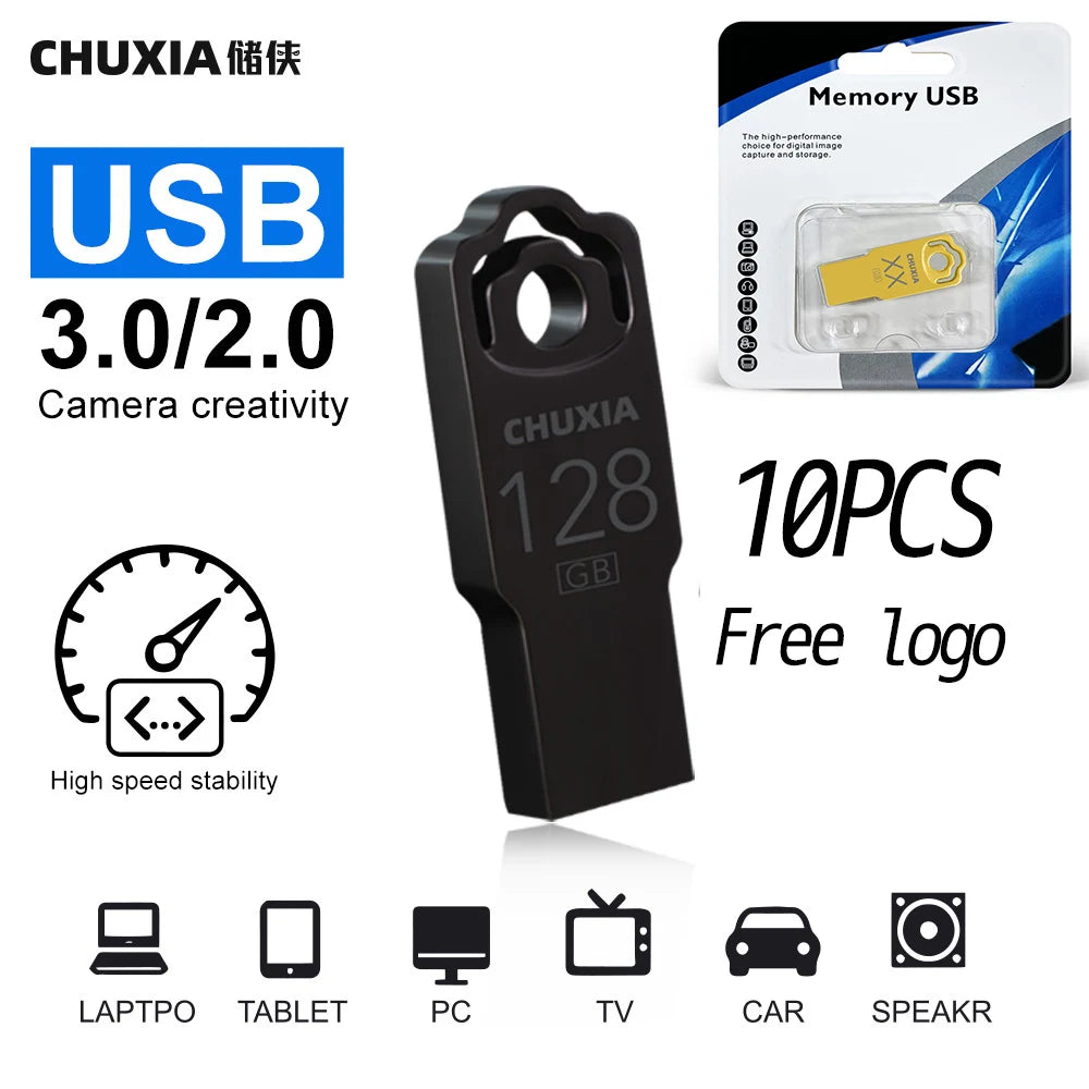 10-Pack Metal USB Flash Drives 4GB–128GB | Custom Logo USB Flash Drive PRIMED