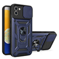 Shockproof Armor Case Samsung Galaxy A02–A14 Ring Car Holder Phone Armor Case PRIMED For A03S EU Blue