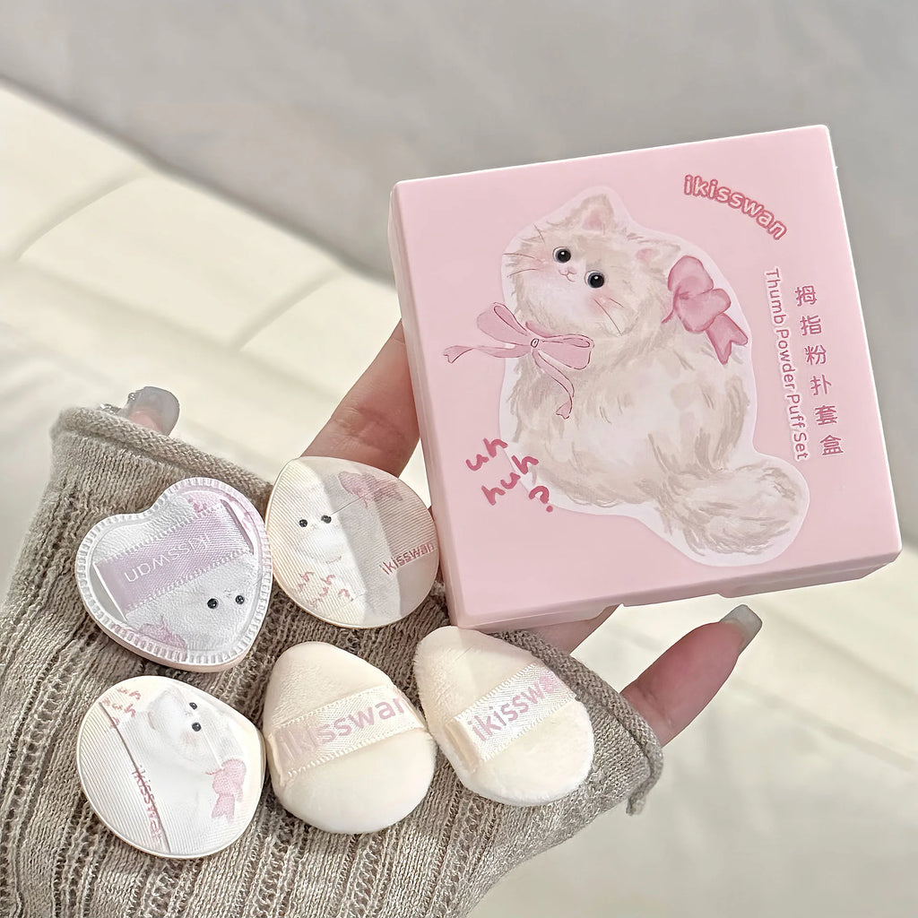 Mini Finger Makeup Puff Set 5pcs – Soft Velvet Beauty Sponges Makeup Sponge Set PRIMED