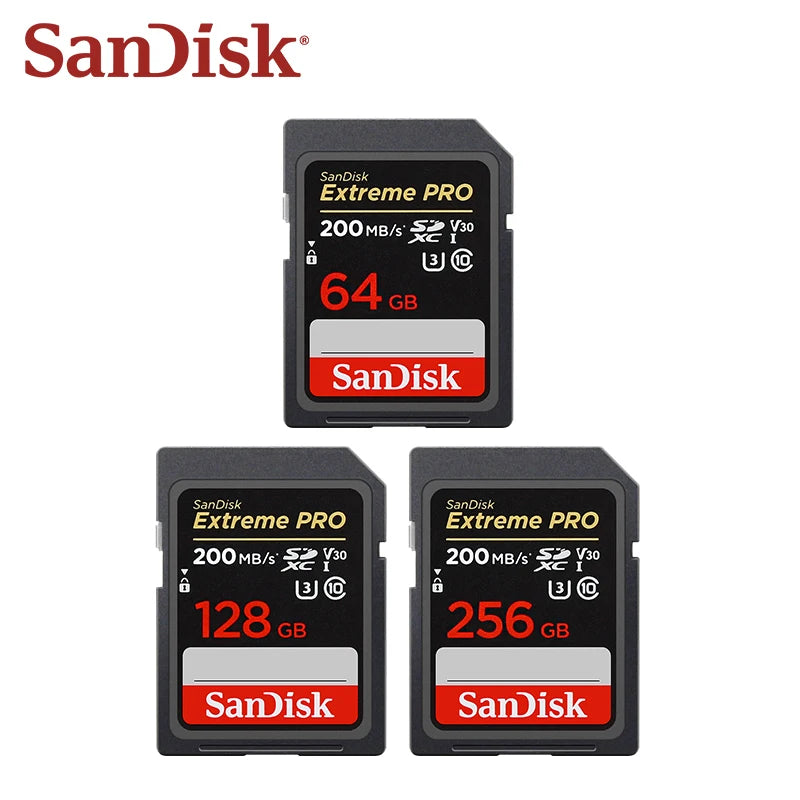 SanDisk Extreme PRO SD Card 64GB 128GB SDXC U3 V30 200MB/s SD Memory Card PRIMED