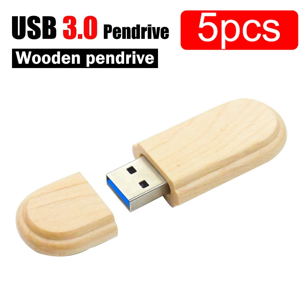 5-Pack Wooden USB 3.0 Flash Drives 4–64GB | Free Custom Logo Wooden USB Flash Drive PRIMED 16 GB USB