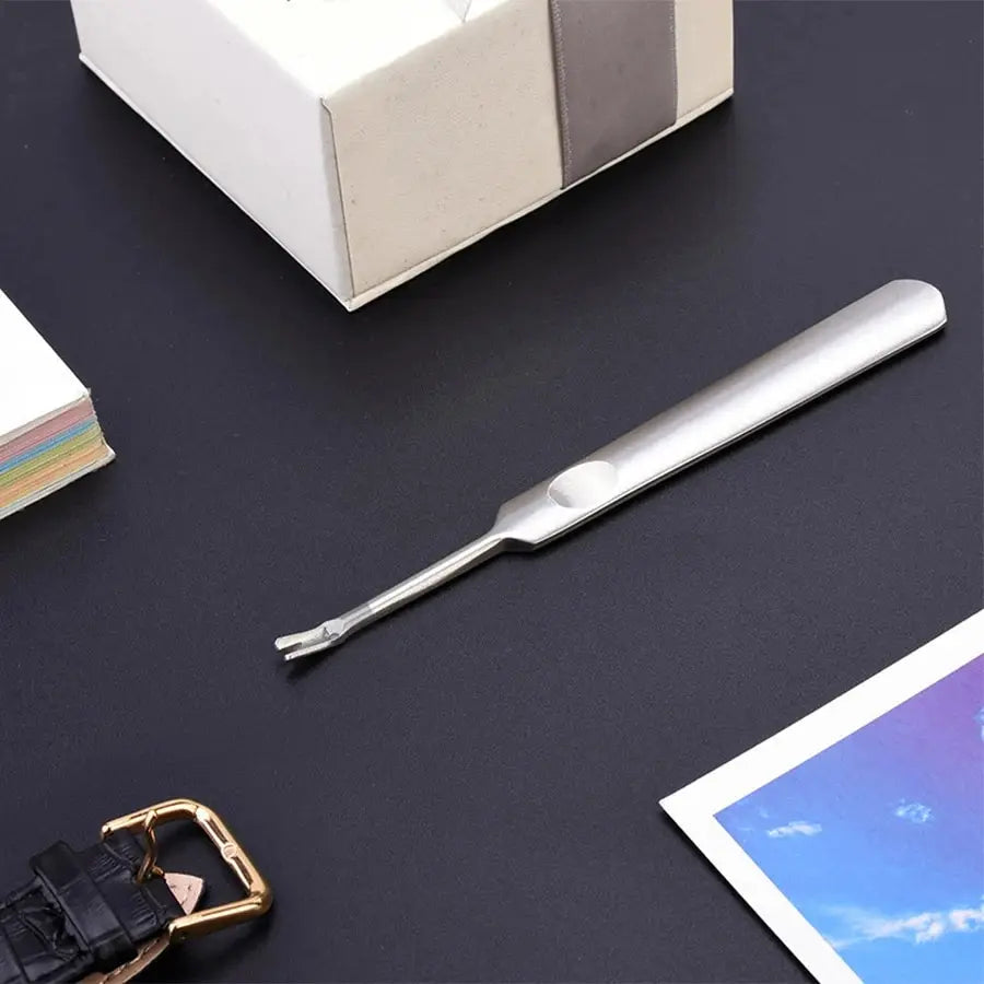 V-Shaped Stainless Steel Cuticle Pusher & Nail Scrubber Tool