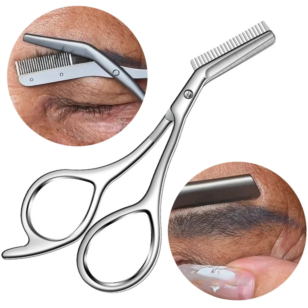 Eyebrow Scissors with Safety Comb – Stainless Steel Trimmer Eyebrow Trimmer Scissors PRIMED
