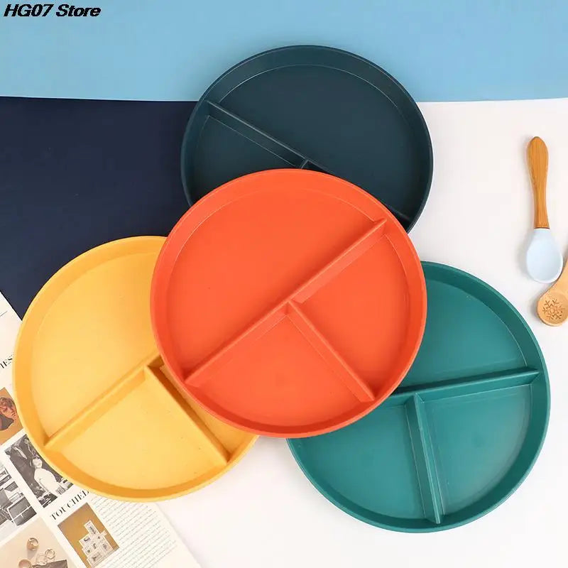 3-Compartment Portion Control Plate | Microwave-Safe Wheat Straw