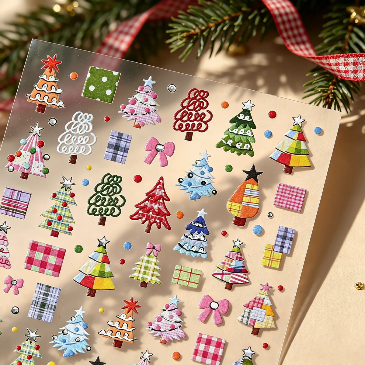 Christmas Tree Silvery Foil Nail Art Stickers – Holiday Decals