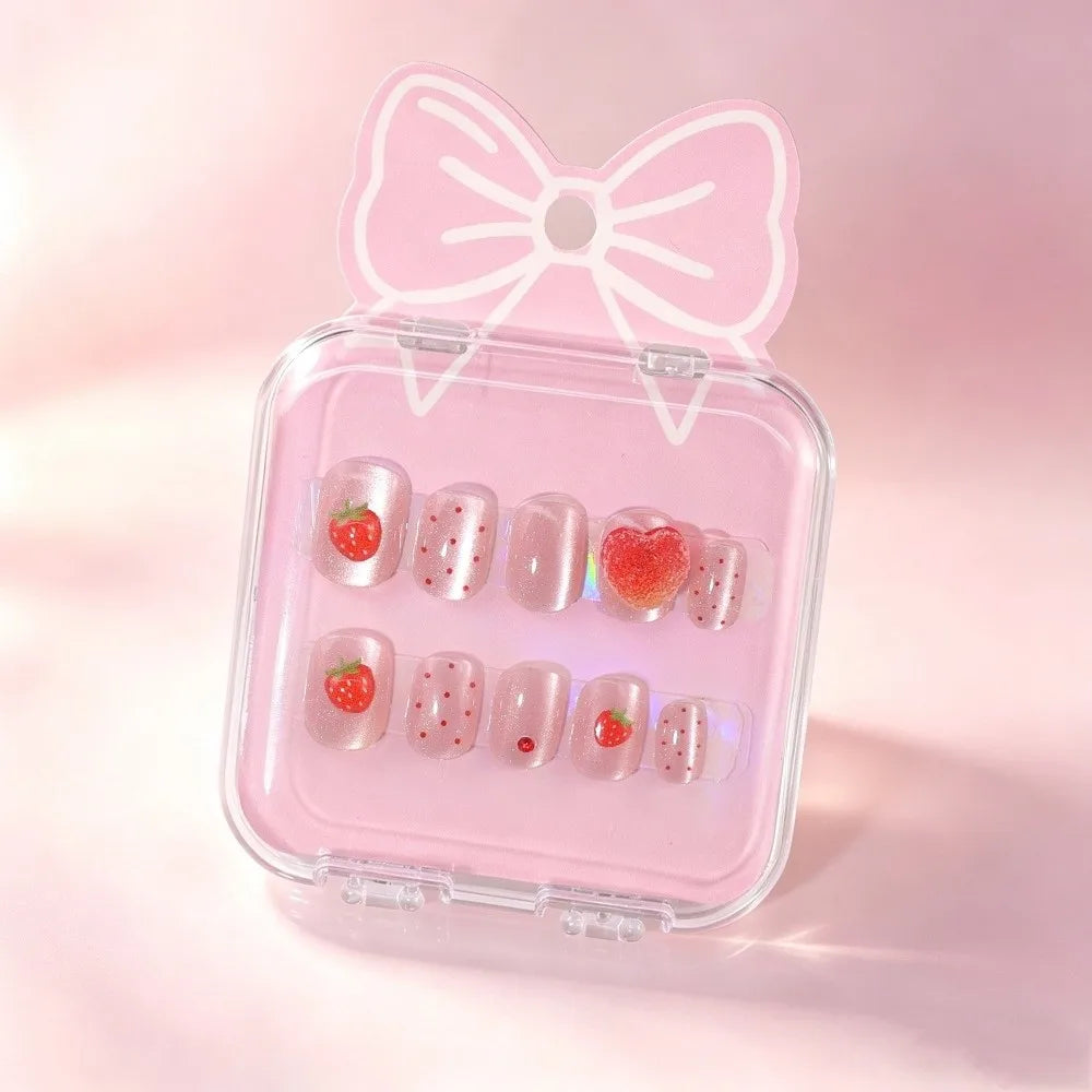 Kids Cat's Eye Press On Nails – Cute Detachable 10pc Set