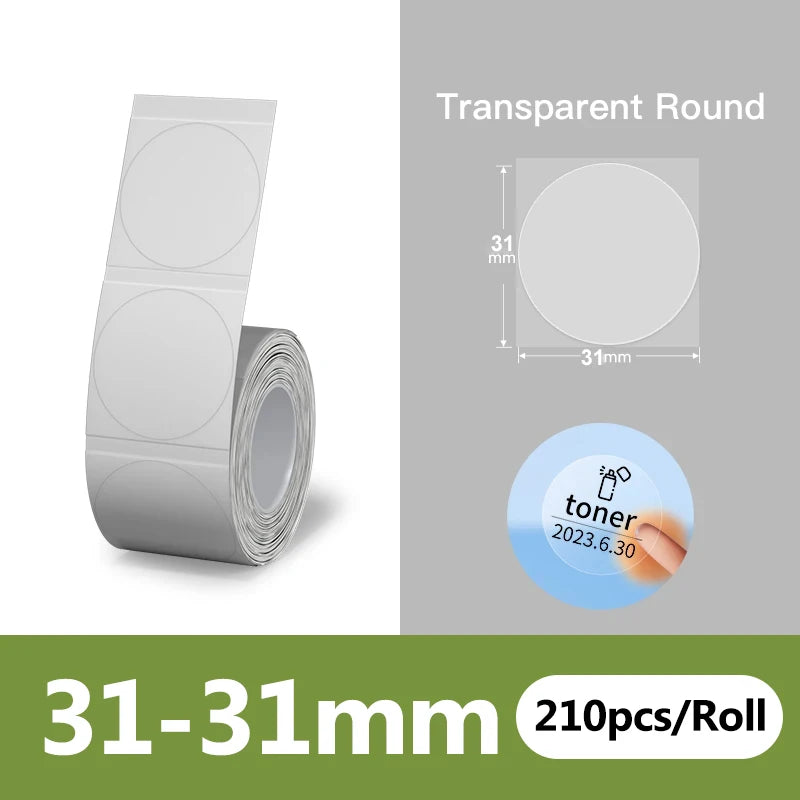 Niimbot Transparent Label Paper Roll – B1 B21 B3S K3 Official Thermal Label Roll PRIMED 1Roll Trans 31-31mm
