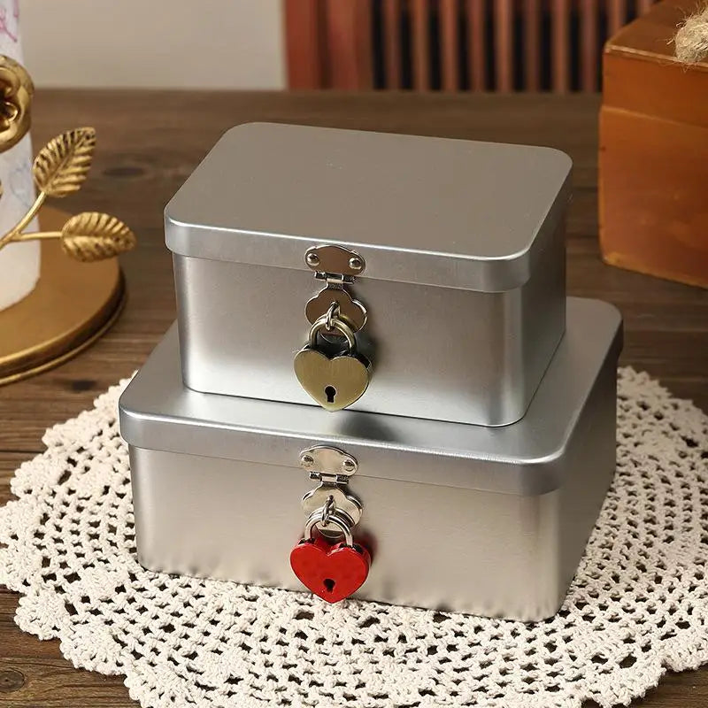Lockable Tinplate Storage Box – Jewelry, Coins & Desk Organizer Lockable Storage Box PRIMED