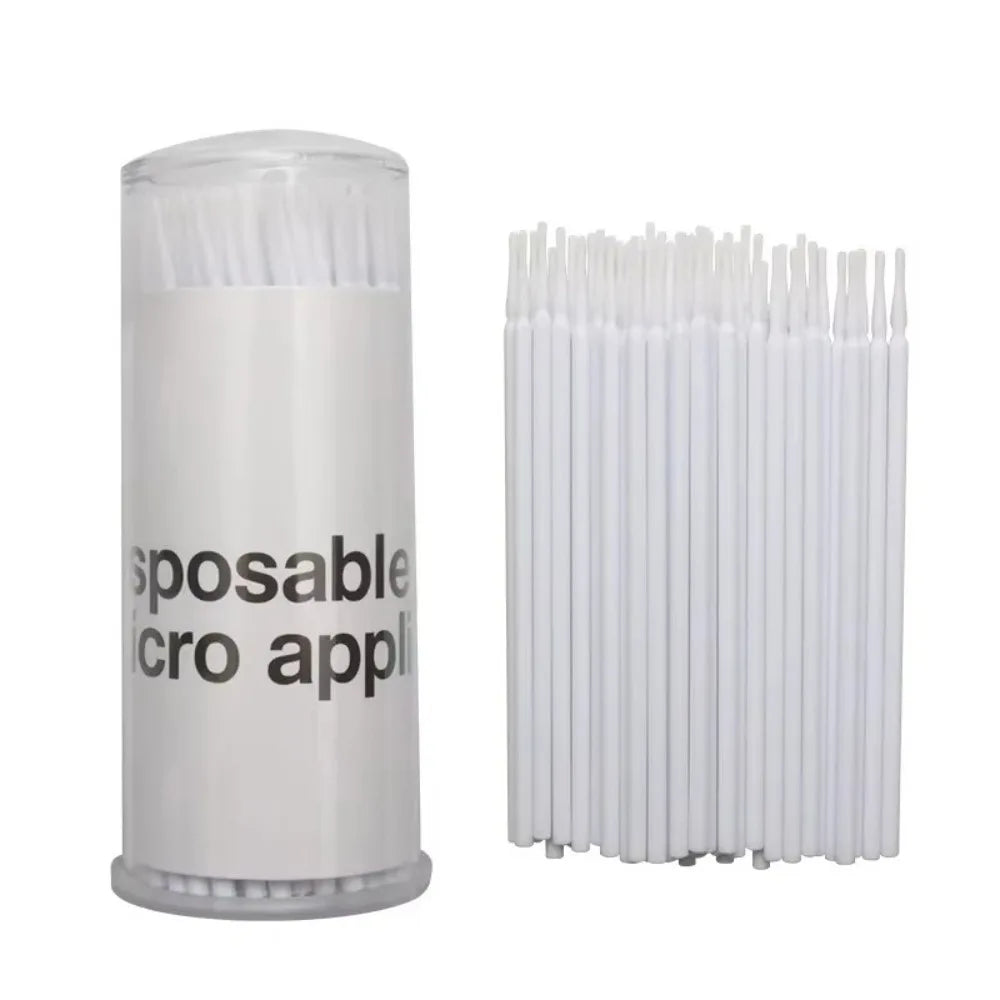 100Pcs Disposable Micro Applicator Brushes – Eyelash Extension Lash Applicator Brushes PRIMED White